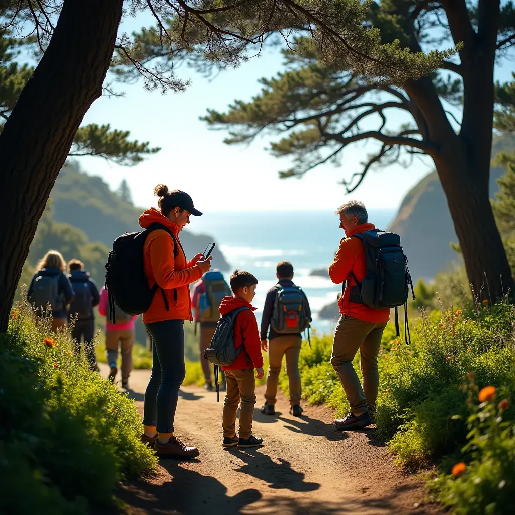 Солнечный день на живописной автостраде с видом на побережье Калифорнии