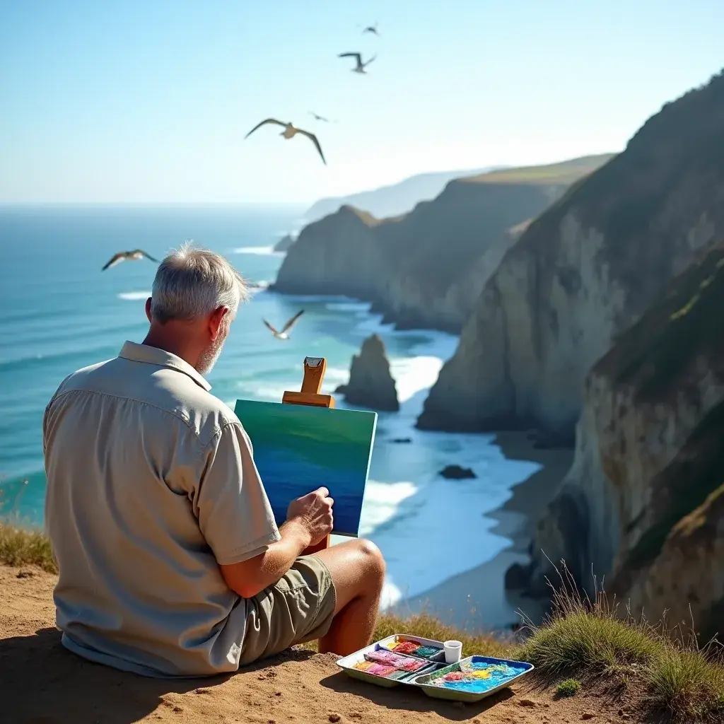 Скалы, покрытые зелеными растениями, обрамляют береговую линию