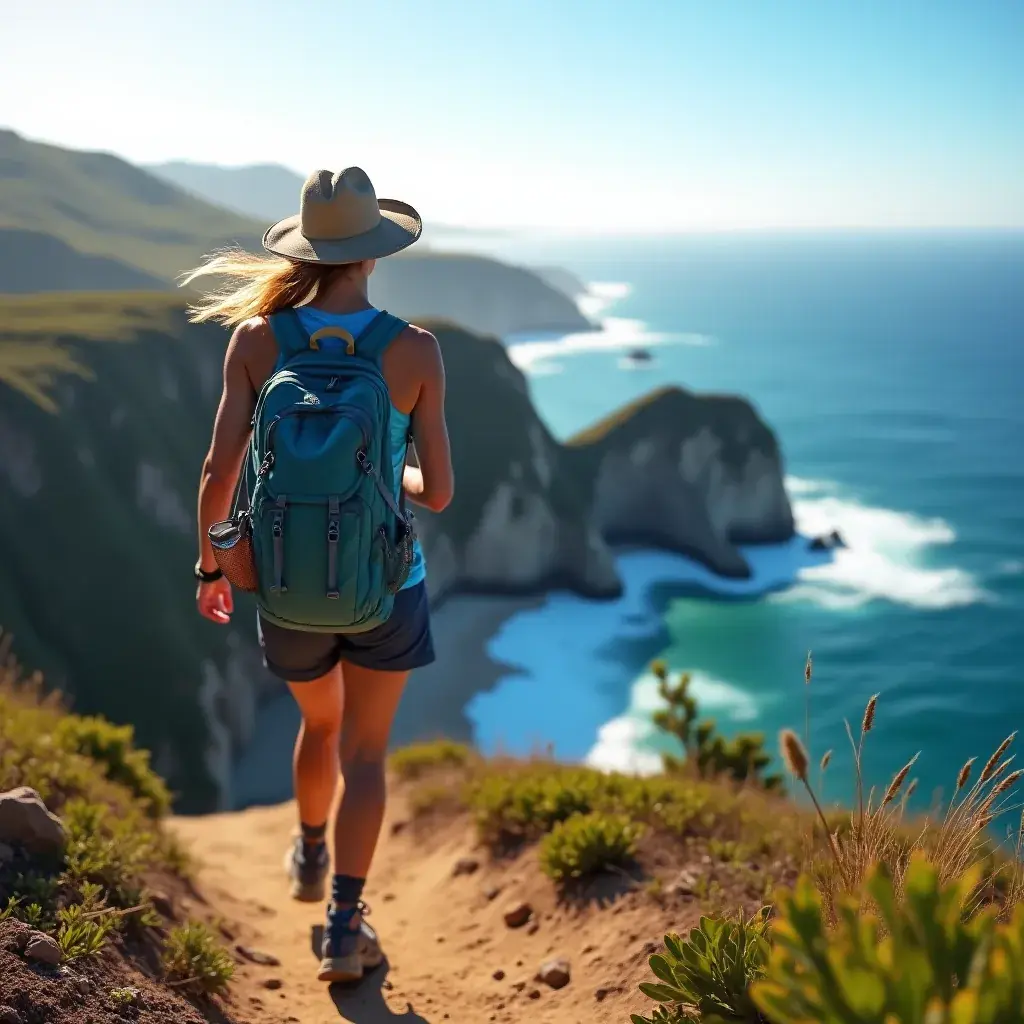 Вид на живописную трассу с извивающимися поворотами и океаном
